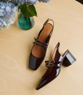 ZAPATOS DESTALONADOS MARY-JANE EFECTO CHAROL SODUS MARRÓN