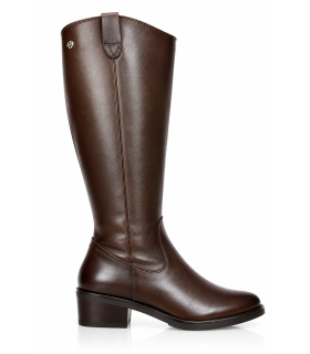 BOTA DE CAÑA ALTA CON ANCHO ESPECIAL EN PIEL PORRONET AE4895 MOKA