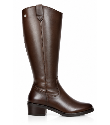 BOTA DE CAÑA ALTA CON ANCHO ESPECIAL EN PIEL PORRONET AE4895 MOKA