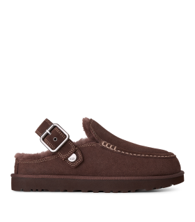 ZUECOS DE MUJER UGG GOLDENSTAR EVELINA EN ANTE CON TIRA AJUSTABLE Y PIEL DE OVEJA MARRÓN