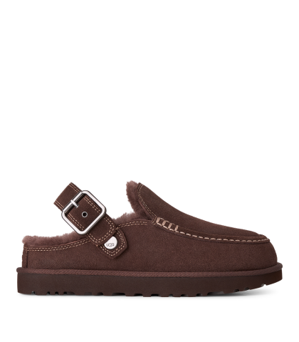ZUECOS DE MUJER UGG GOLDENSTAR EVELINA EN ANTE CON TIRA AJUSTABLE Y PIEL DE OVEJA MARRÓN