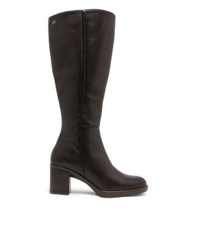 BOTA DE CAÑA ANCHA EN PIEL CON TACÓN PORRONET AE4898 MOKA