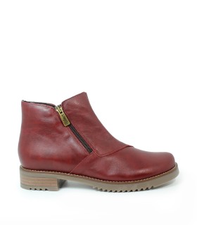 BOTINES PLANOS DE PIEL CON CREMALLERA 2300 BURDEOS