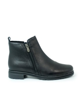 BOTÍN PLANO DE PIEL CON DOBLE CREMALLERA VALERIA´S 2822 NEGRO