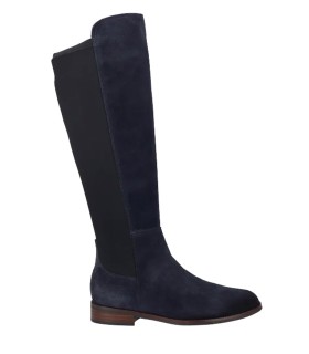 BOTA DE CAÑA ALTA PARA MUJER EN PIEL SERRAJE MARINO Y ELÁSTICO VIGUERA 8076