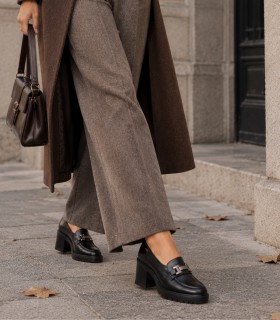 MOCASÍN DE PIEL CON TACÓN PARA MUJER NEGRO CALLAGHAN LAURA 37204