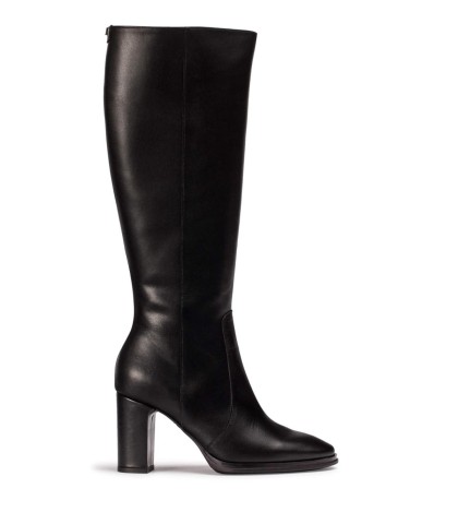 BOTA DE PIEL DE CAÑA ALTA NEGRA CON TACÓN CÓMODO WONDERS TREZE 50 M-5150
