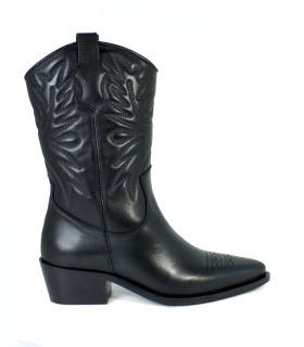 BOTA COWBOY DE MUJER EN PIEL NEGRA APLAUSO HAYDE