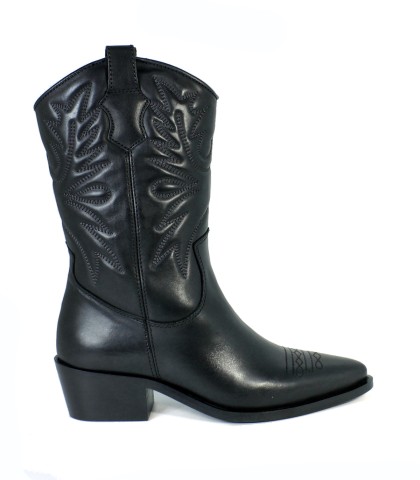BOTA COWBOY DE MUJER EN PIEL NEGRA APLAUSO HAYDE