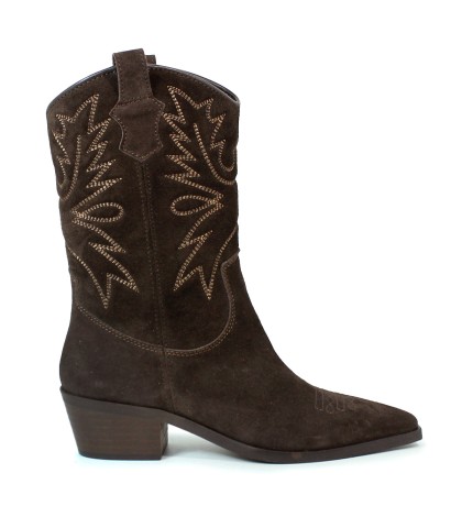 BOTAS COWBOY EN PIEL SERRAJE MARRÓN PARA MUJER APLAUSO HAYDE