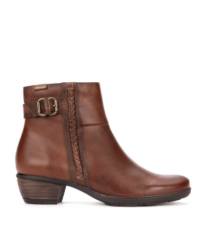 BOTÍN DE PIEL CON HEBILLA DECORATIVA PARA MUJER PIKOLINOS UTIEL W7P-8501 CUERO