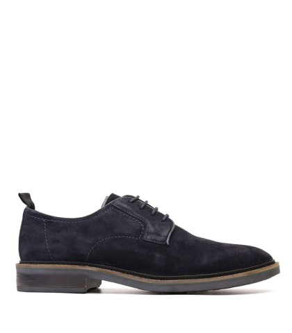 ZAPATOS EN PIEL SERRAJE CON CORDONES BAERCHI 4205 AFELPADO MARINO